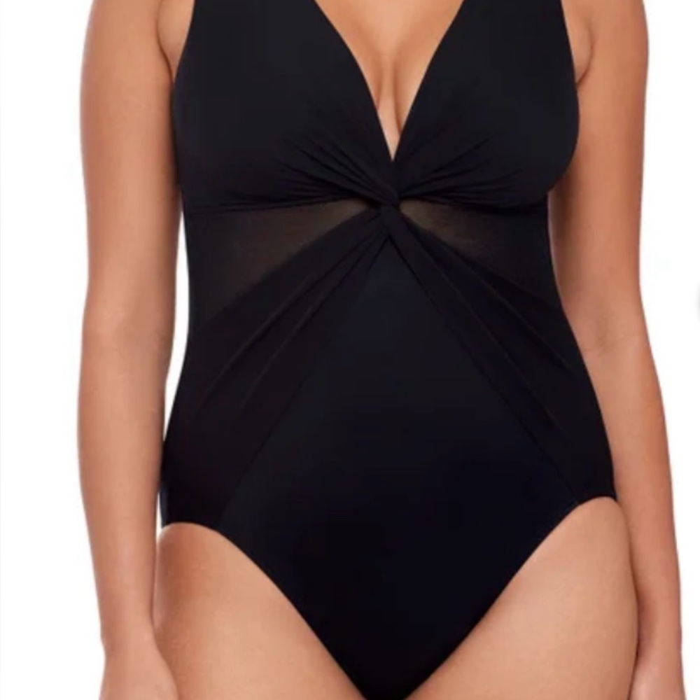 Miraclesuit Black Twist Front One Piece Swimsuit